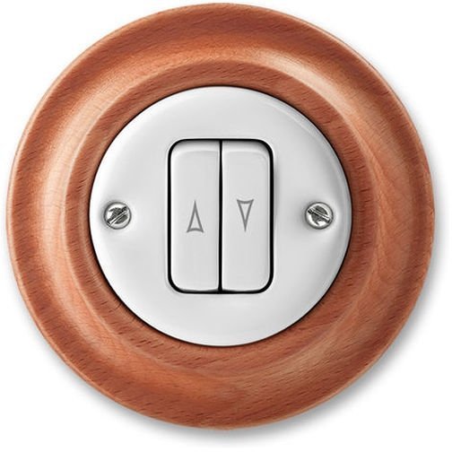 Выключатель для жалюзи 2-клавишный ABB DECENTO, скрытый монтаж, белый фарфор / вишня, 2CHK598834C4052 в Калининграде